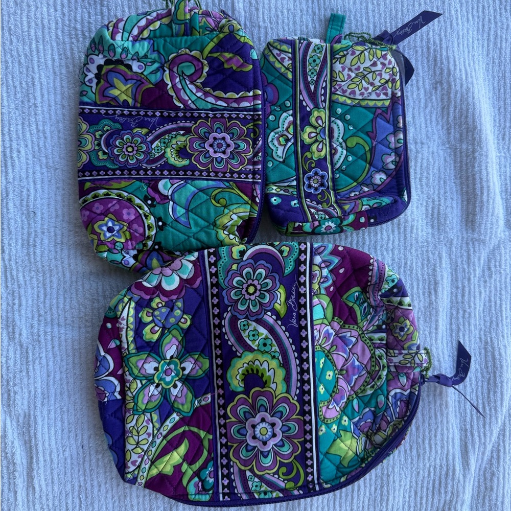Vera Bradley large, medium and small cosmetic bags
